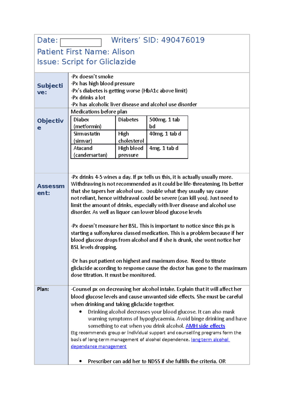 Alison-2 - .... - Date: Writers’ SID: 490476019 Patient First Name ...