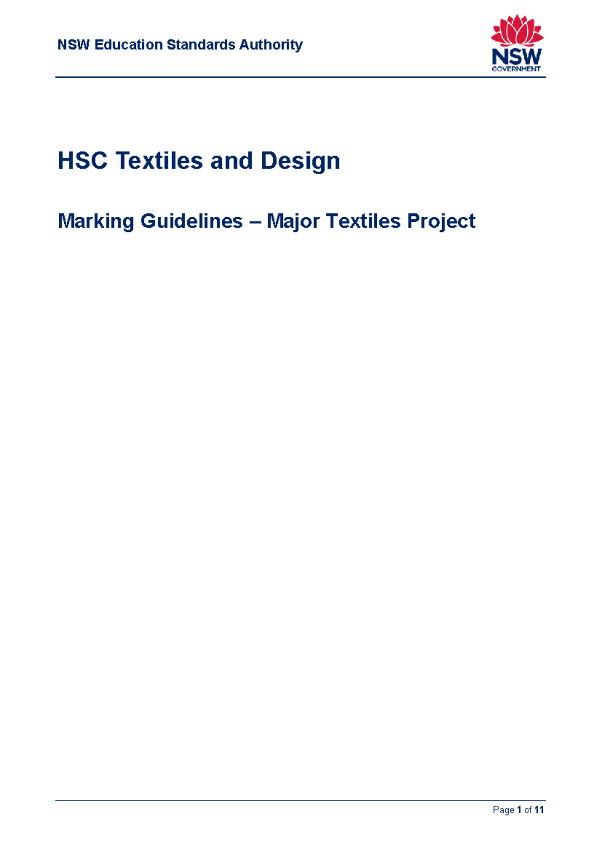 NESA HSC Textiles & Design Marking Guidelines for Major Projects - Studocu