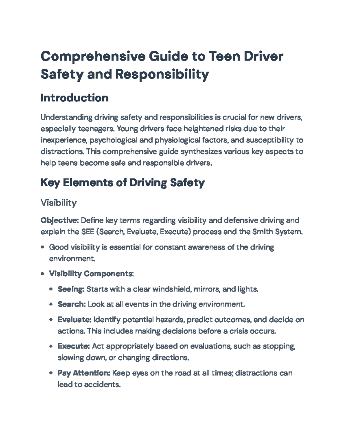 Comprehensive Guide to Teen Driver Safety and Responsibility ...