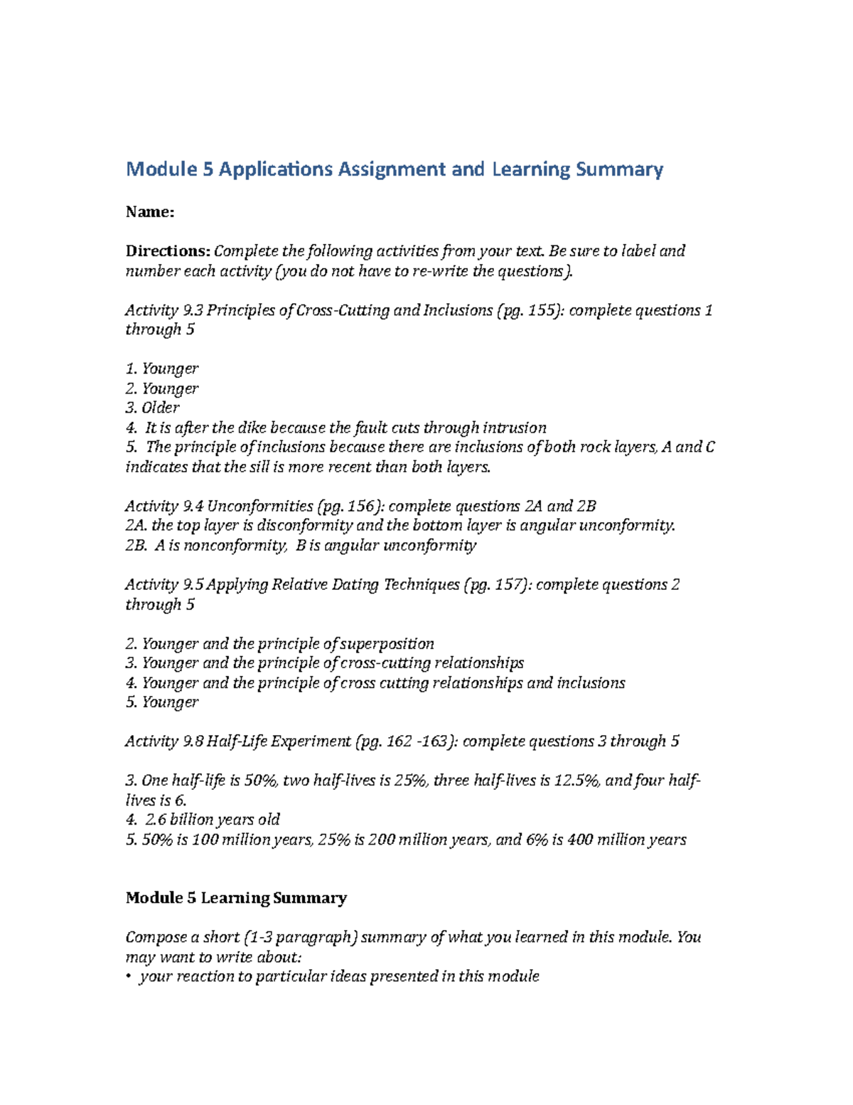 Module 05 Application Assignment & Learning Summary - FM - Studocu