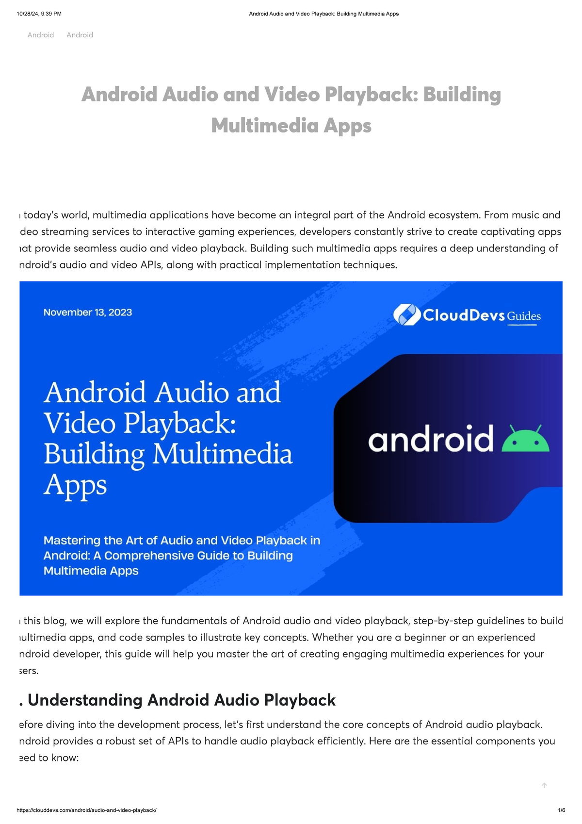 Android Multimedia App Development: Audio & Video Playback Guide - Studocu