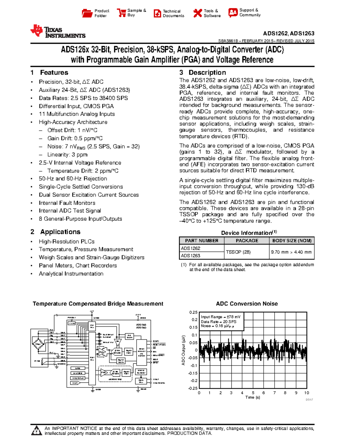 ADS1262-1 - Conversor - Time (s) ADC Output ( 2 V) 0 1 2 3 4 5 6 7 8 9 ...