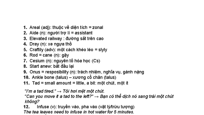 Vocabulary List for Course 1: Key Terms and Definitions - Studocu