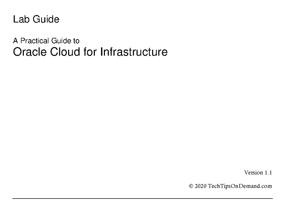 Practical Guide to OCI Lab (OCL-101) for Cloud Infrastructure - Studocu