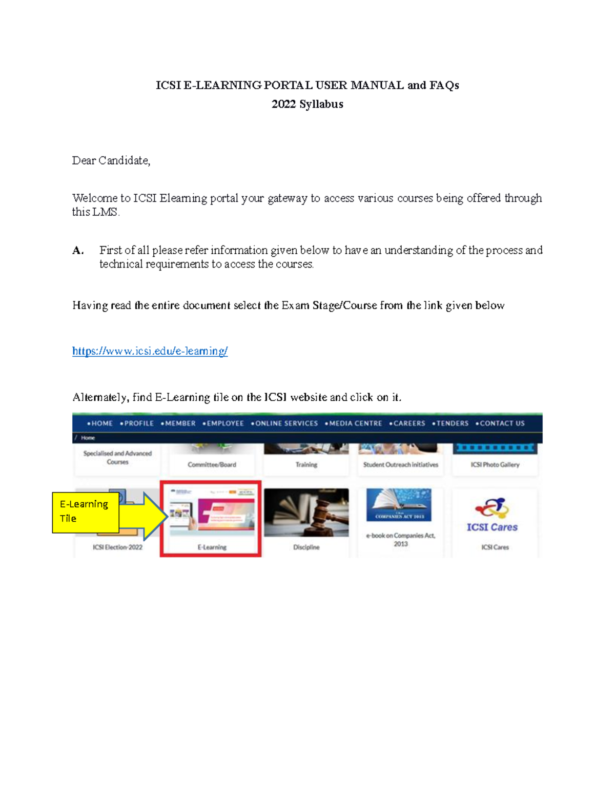 LMS Manual for Pre Exam Test ICSI - 2022 Syllabus Guide - Studocu
