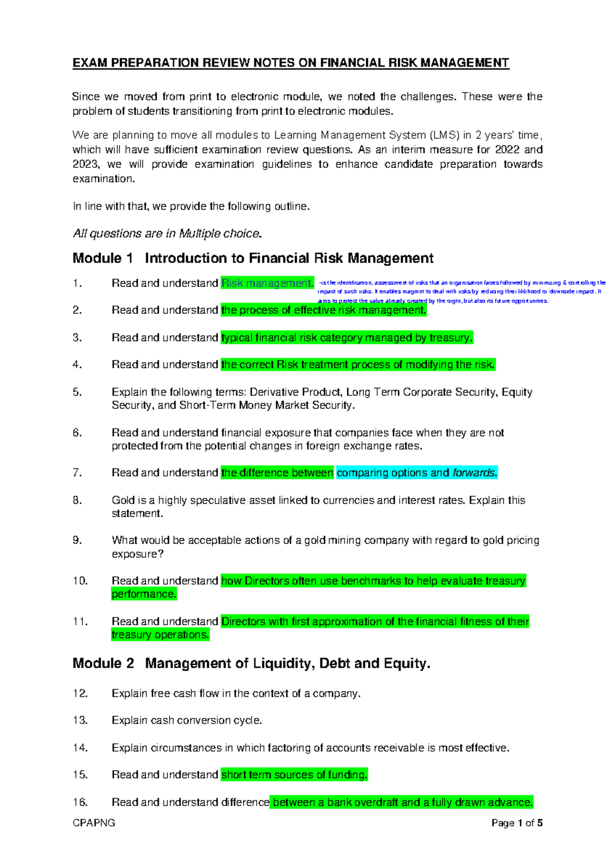 FRM - Comprehensive Exam Review Notes on Financial Risk Management ...