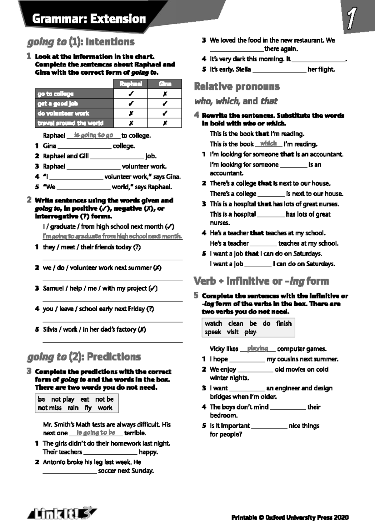 Grammar: Extension - Going to & Future Predictions (Aaaa) - Studocu