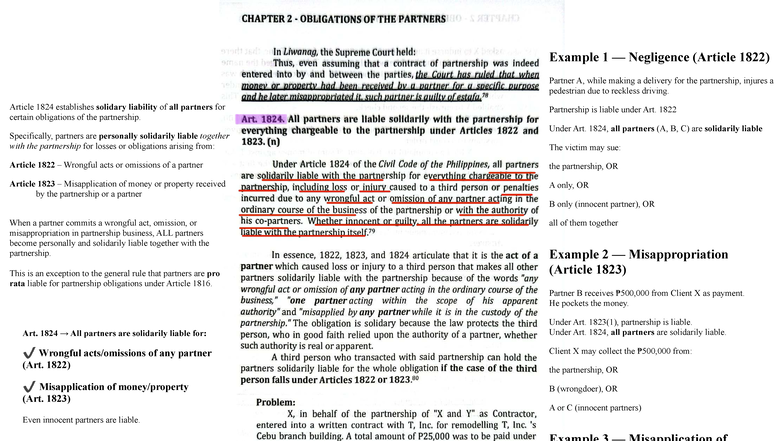 Obligations of Partners: Solidary Liability Under Articles 1822-1826 ...