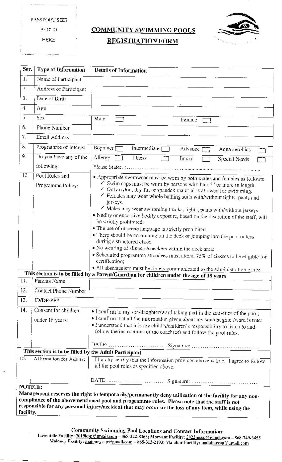 Swimming Pool Registration Form - ABWSGNED - Studocu