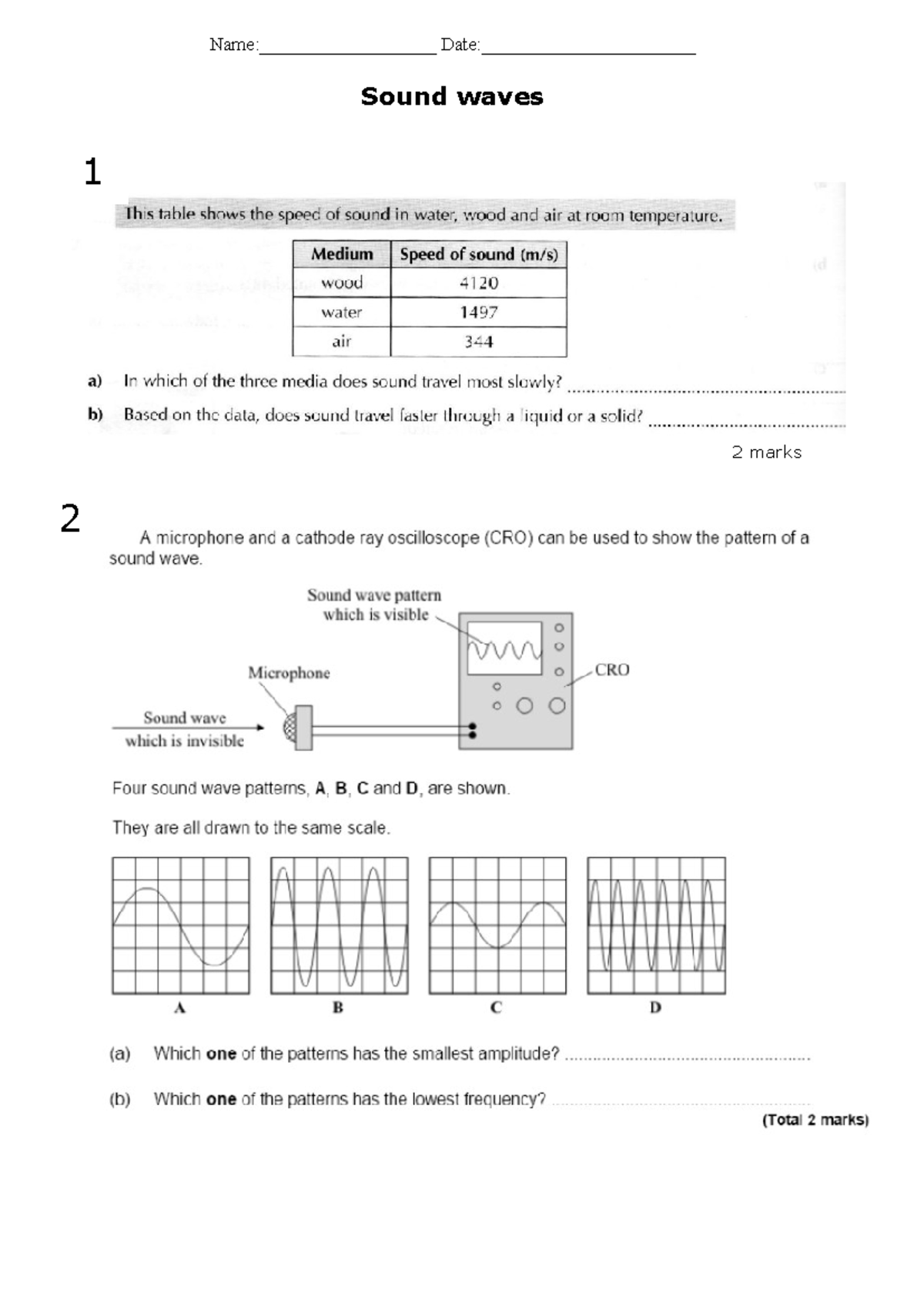 AQA-P1-5.6-Sound questions - Name:___________________ Date ...
