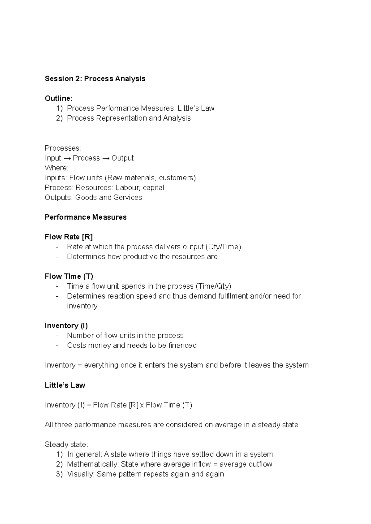 Operations Management OPIM201 AY2021/2022 Summary Lecture Notes on ...
