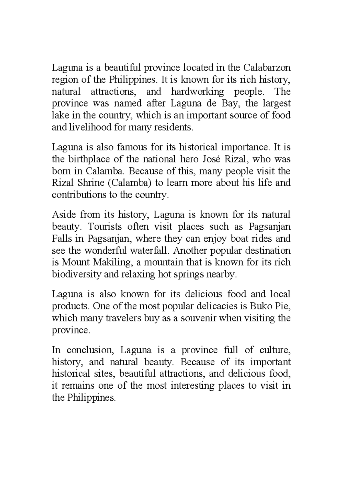 Laguna: A Cultural and Natural Gem in the Philippines - Studocu