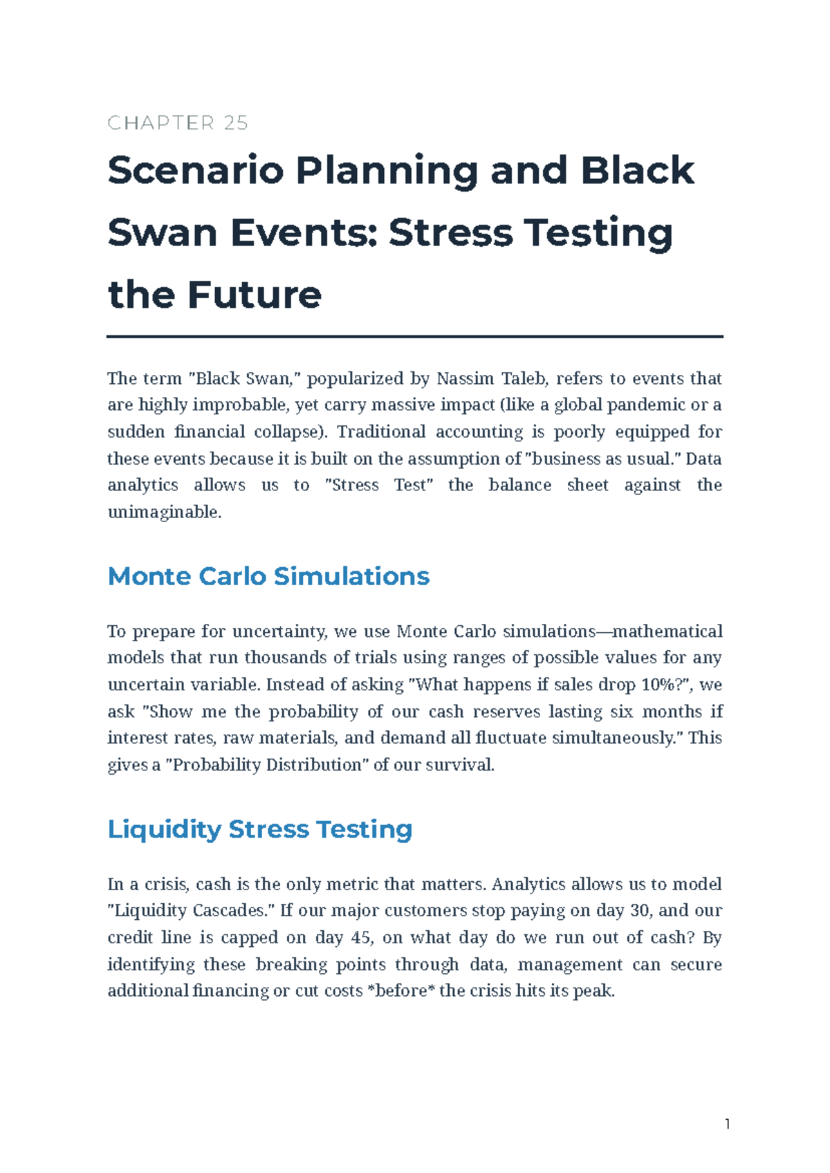 C H A P T E R 2 5: Scenario Planning & Black Swan Events in Finance ...