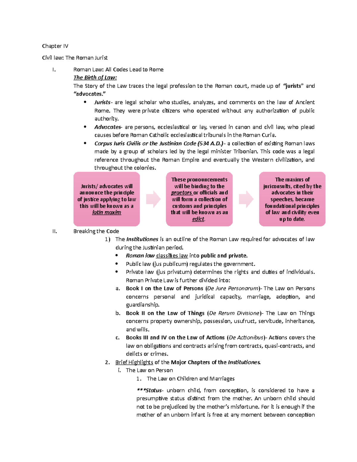 Chapter 4 Review: Roman Jurists and Civil Law Principles - Studocu
