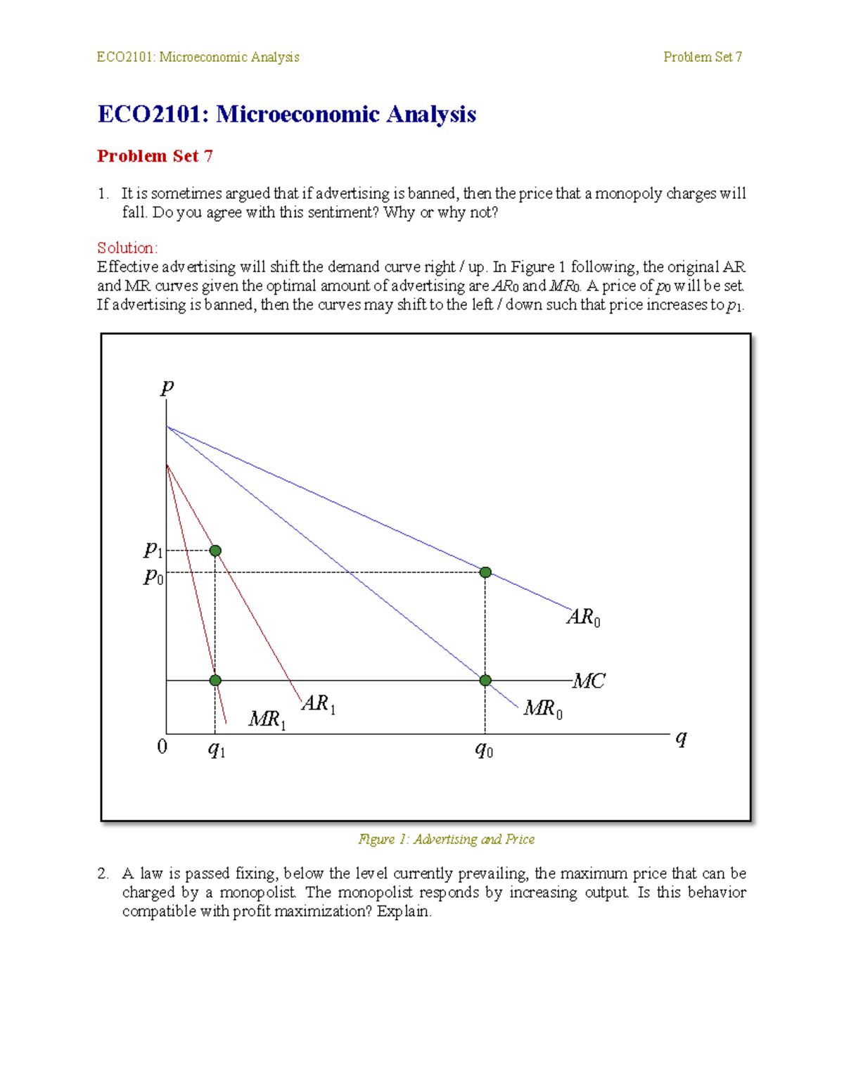 ECO2101: Microeconomic Analysis Problem Set 7 Solutions and Insights ...