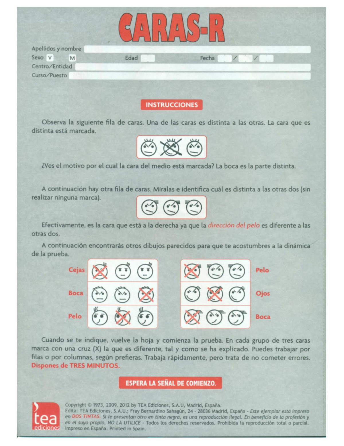 Caras R Protocolo - Test para Detectar TDAH - Studocu