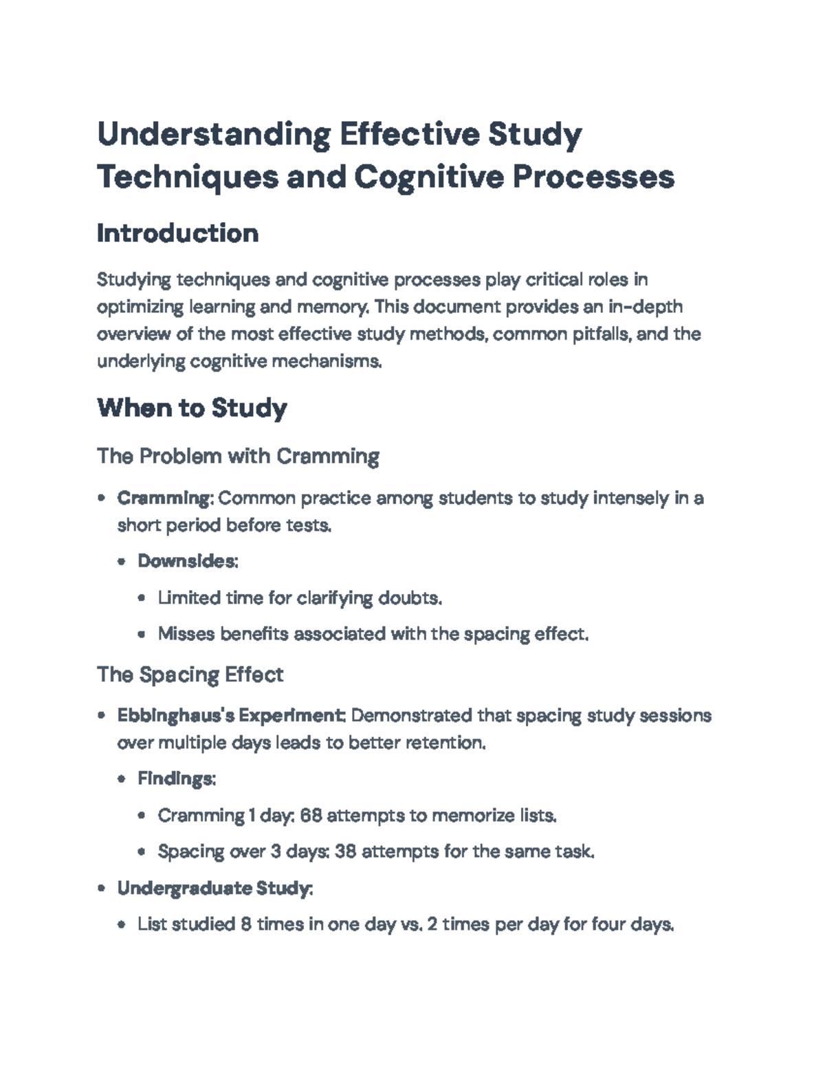 Effective Study Techniques and Cognitive Strategies in Learning ...