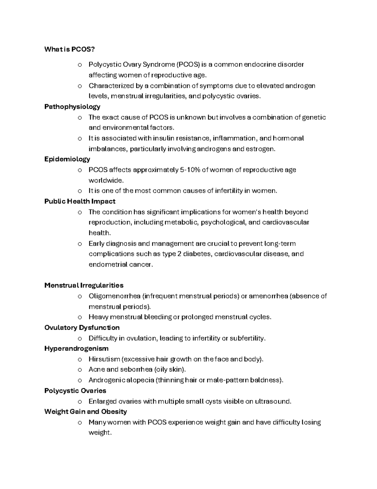 Document 86 - notes - What is PCOS? o Polycystic Ovary Syndrome (PCOS ...
