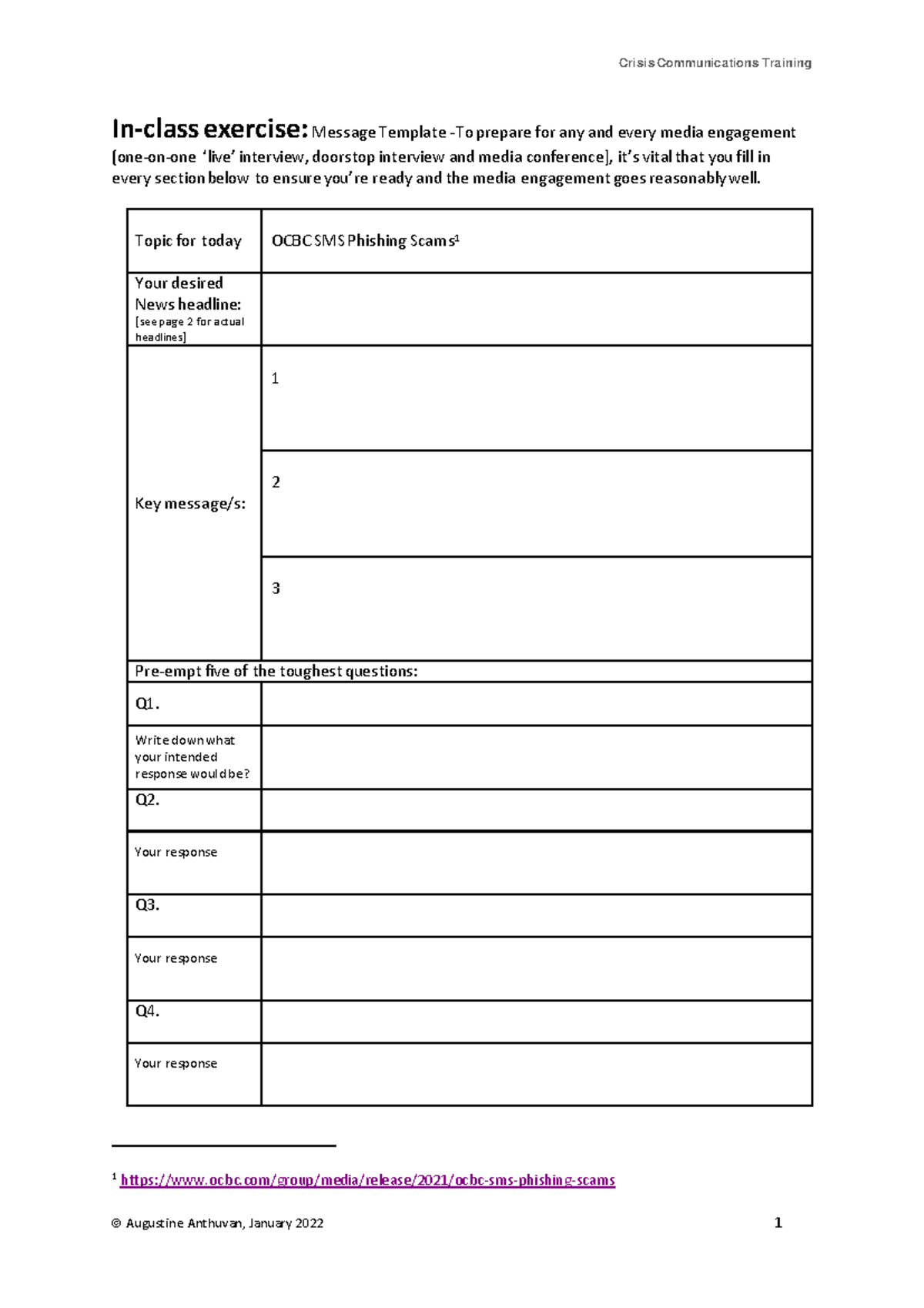 2022 Crisis Comms Augustine Anthuvan Message Template - Crisis ...