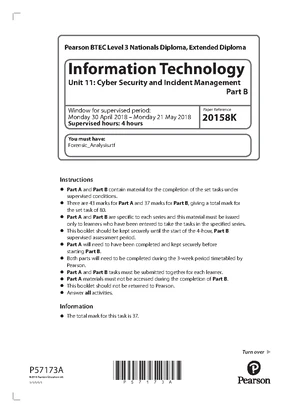 Unit 11: Cyber Security & Incident Management - BTEC Level 3 IT - Studocu