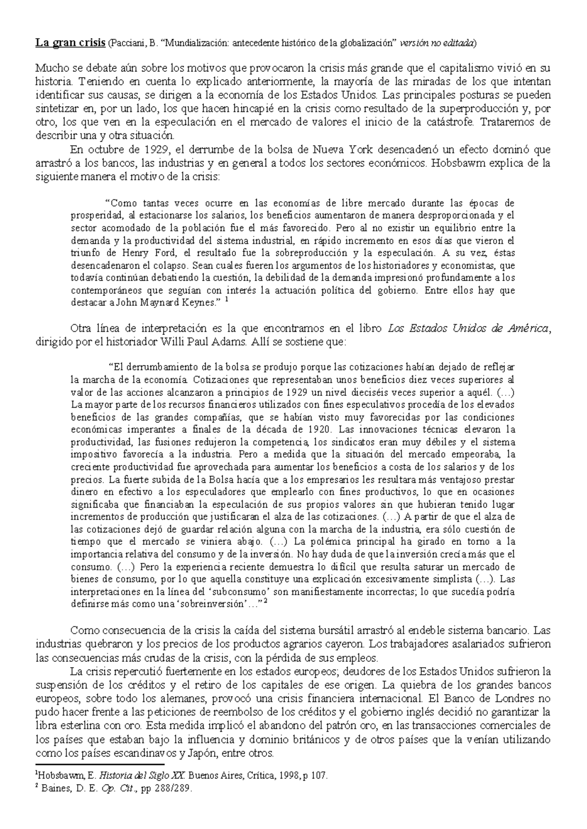 La gran crisis de 1929: Causas y consecuencias económicas - Studocu