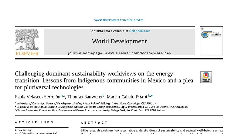 C2-1 World Development 2022: Indigenous Perspectives on Energy ...