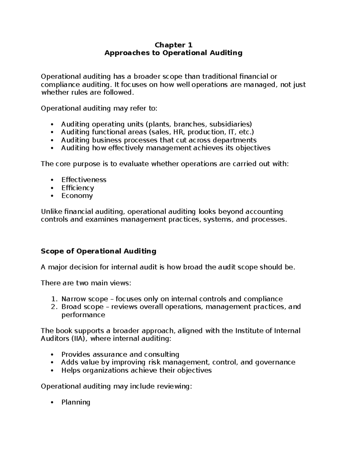 Chapter 1: Approaches to Operational Auditing - A Comprehensive ...