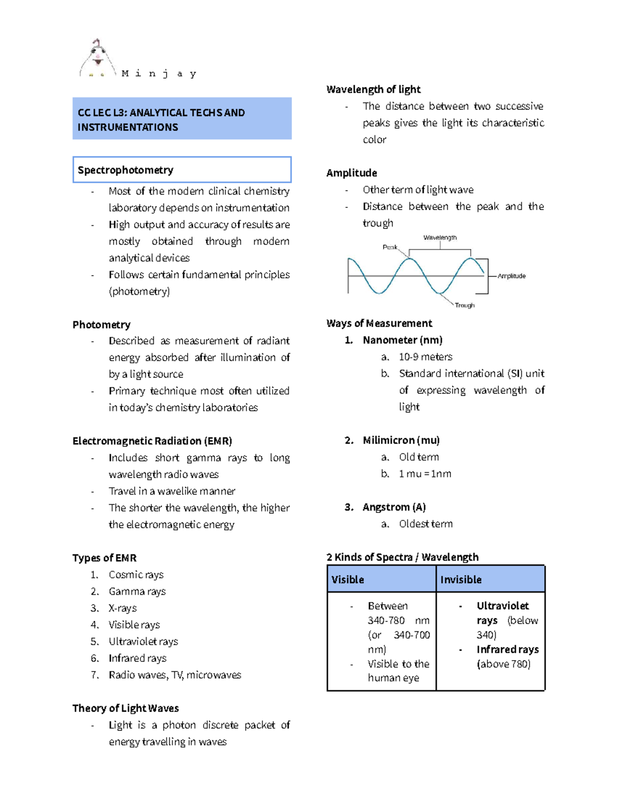 CC LEC L3: Spectrophotometry and Colorimetry Techniques - Studocu