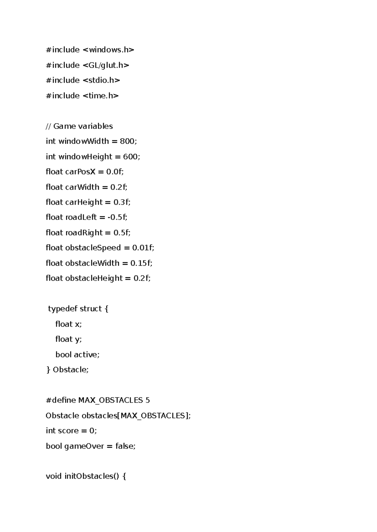 Car game - This is a code that run in opengl codeblocks - #include # ...