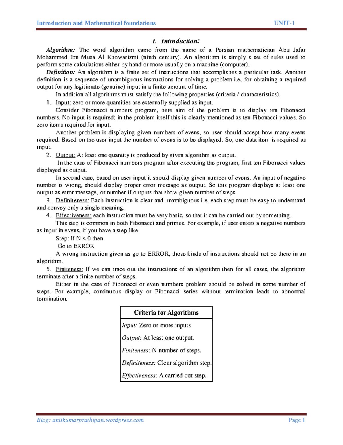 Design and Analysis of Algorithms (CS101) - Unit 1 Lecture Notes - Studocu