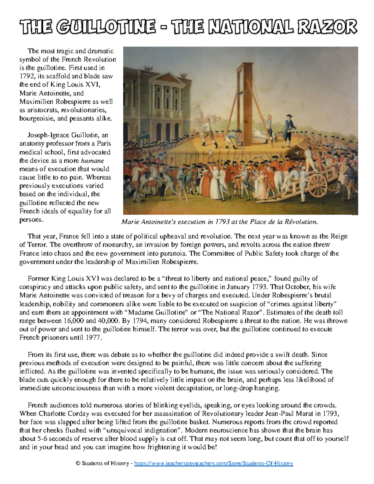 HIST 101: The Guillotine's Role in the French Revolution - Studocu