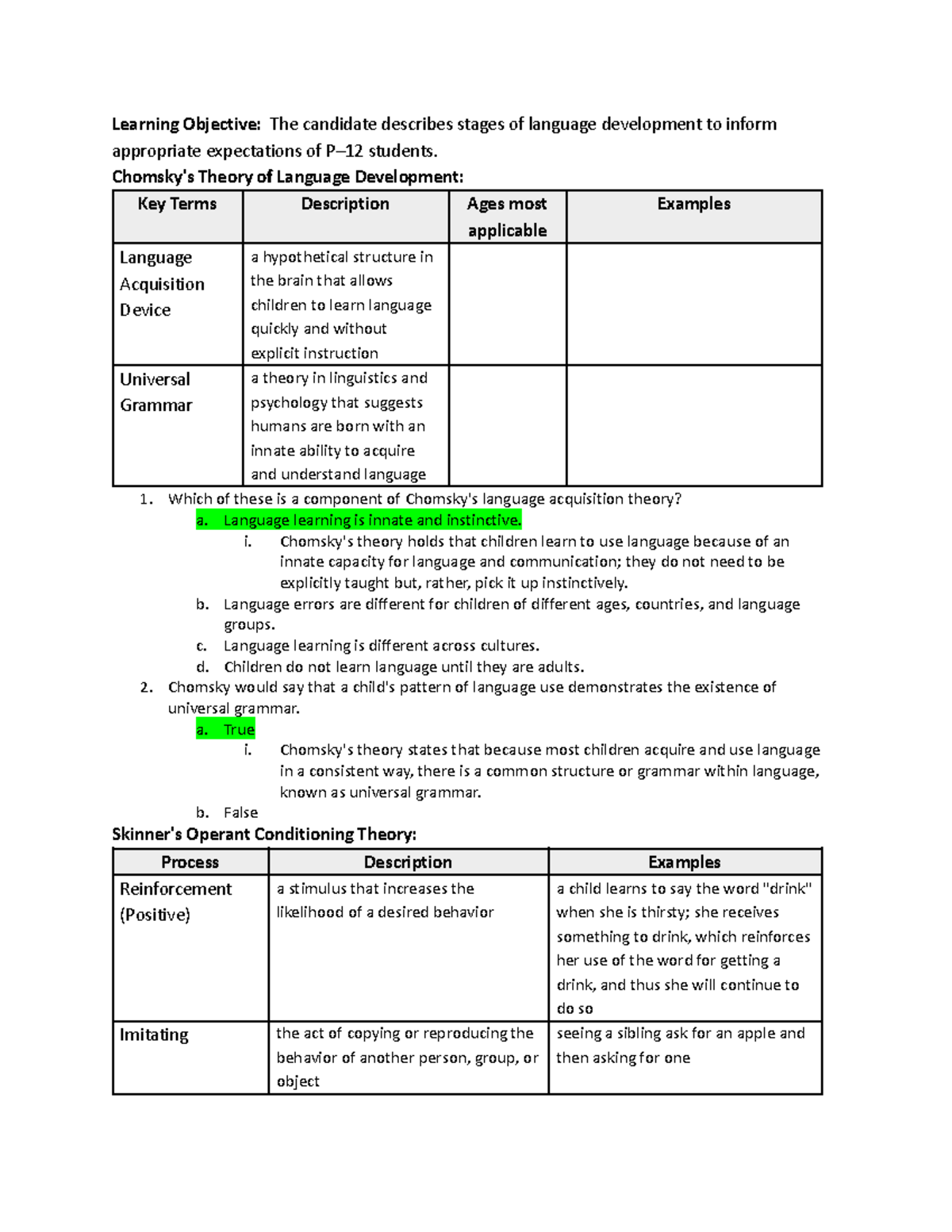 Module 4 Language Development Study Guide - Learning Objective: The ...
