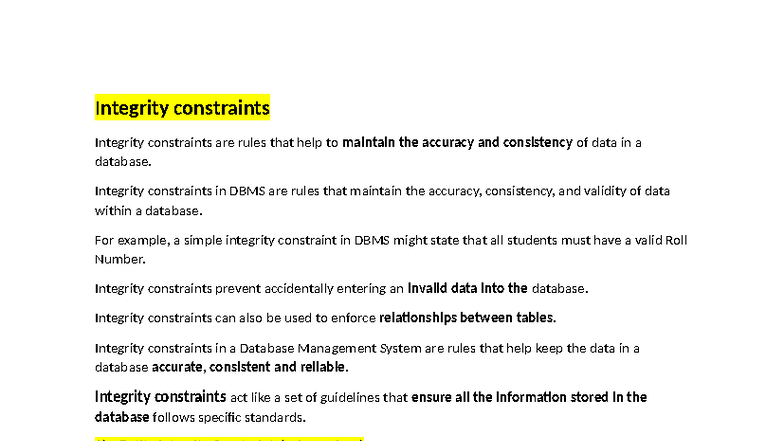 Integrity Constraints in DBMS: Ensuring Data Accuracy and Consistency ...