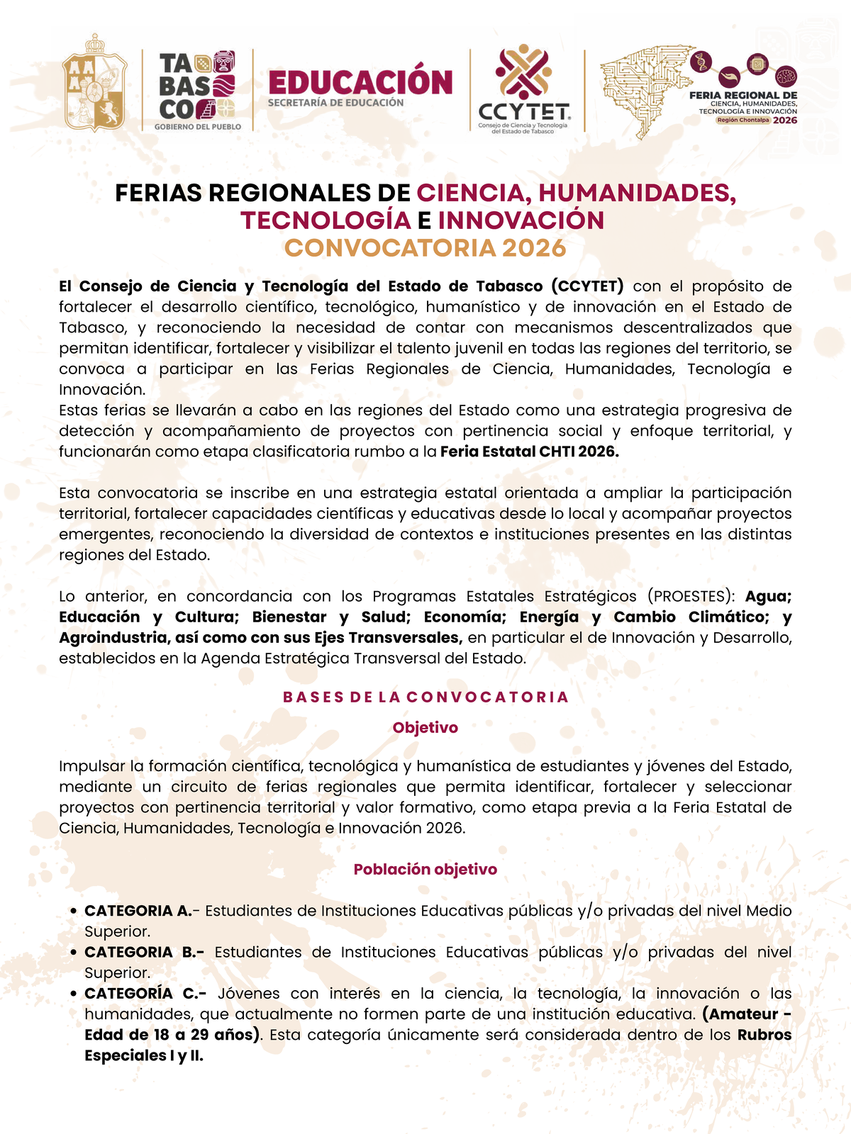 Convocatoria para la Feria Regional de Ciencia y Tecnología CHTI 2026 ...