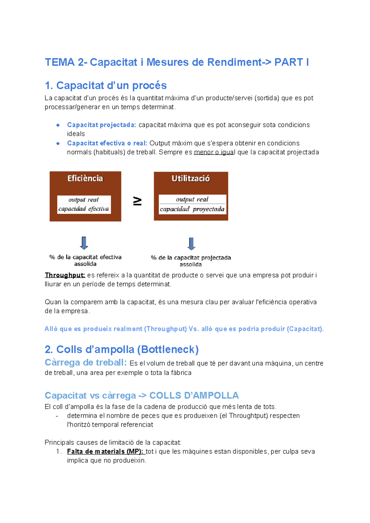 TEMA 2: Capacitat i Mesures de Rendiment - PART I Examen Notes - Studocu