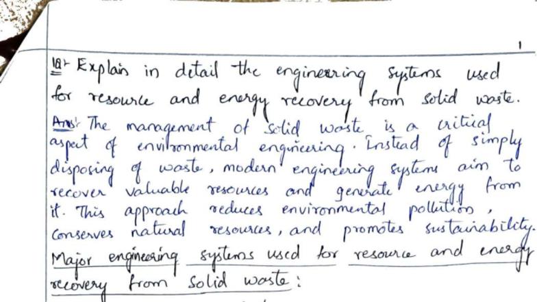 SWM 2: Handwritten Notes on Solid Waste Management Techniques - Studocu