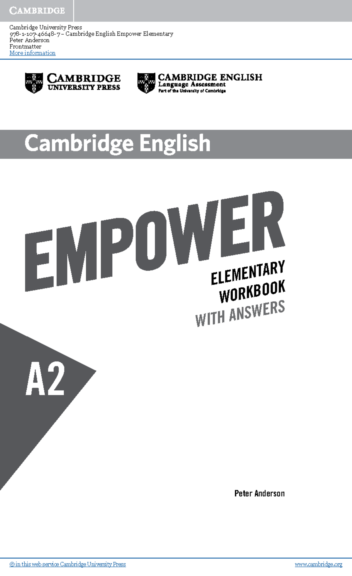 Empower A2 Workbook: Cambridge English Empower Elementary (Peter ...