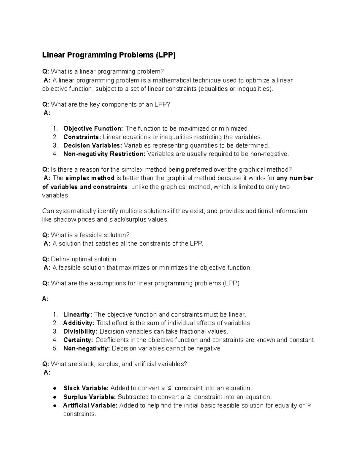 Business Math - LPP & Financial Math Rev. for Exam Preparation - Studocu