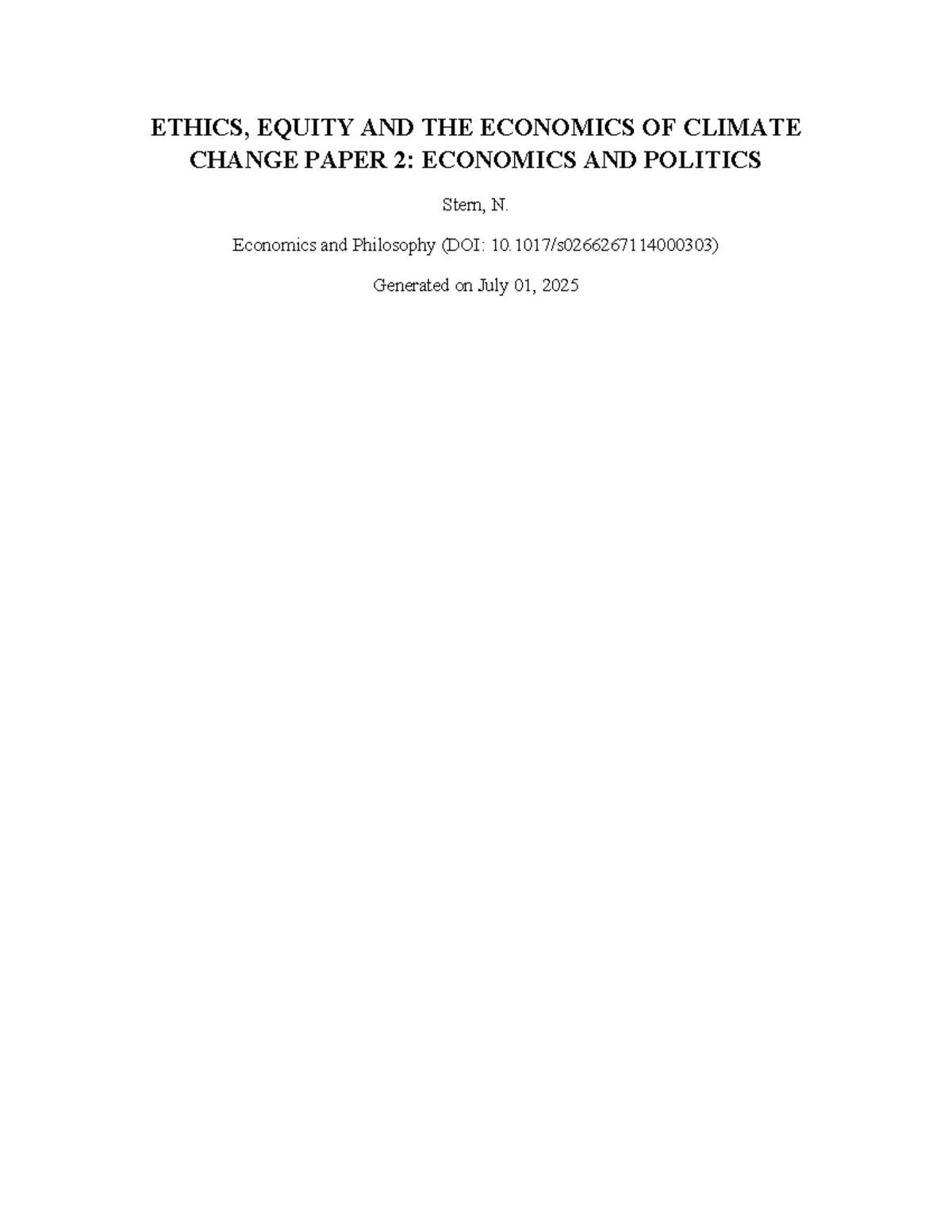 ETHICS, EQUITY & ECONOMICS OF CLIMATE CHANGE PAPER 2: POLITICS - Studocu