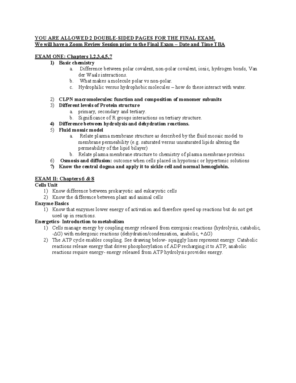 Final Exam Study Guide: Biology 101 (Chapters 1-17) 2025 - Studocu