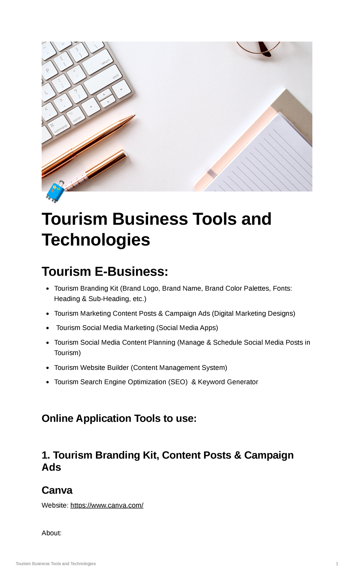 Tourism Business Tools & Tech: Strategies for E-Business Success - Studocu