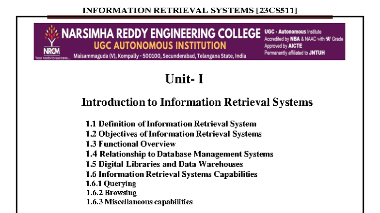 CSE 202: Introduction to Information Retrieval Systems Overview - Studocu