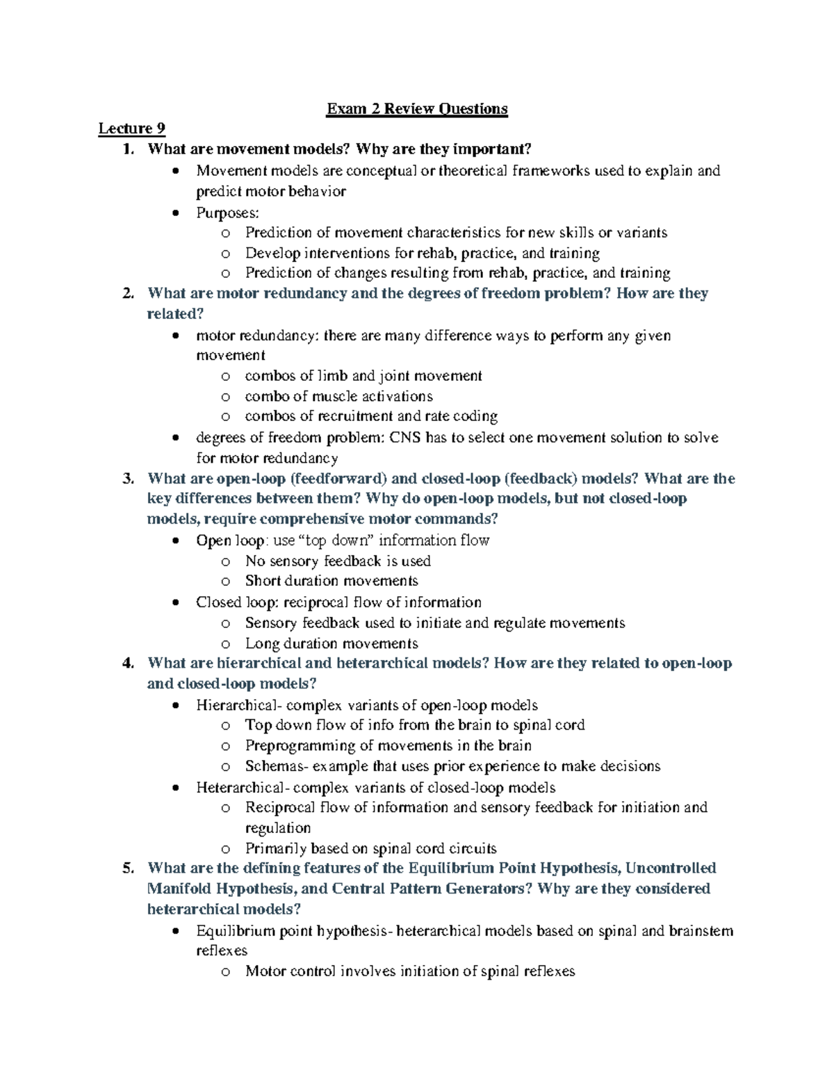 EXSC 351 Exam 2 - Comprehensive Review Questions and Concepts - Studocu