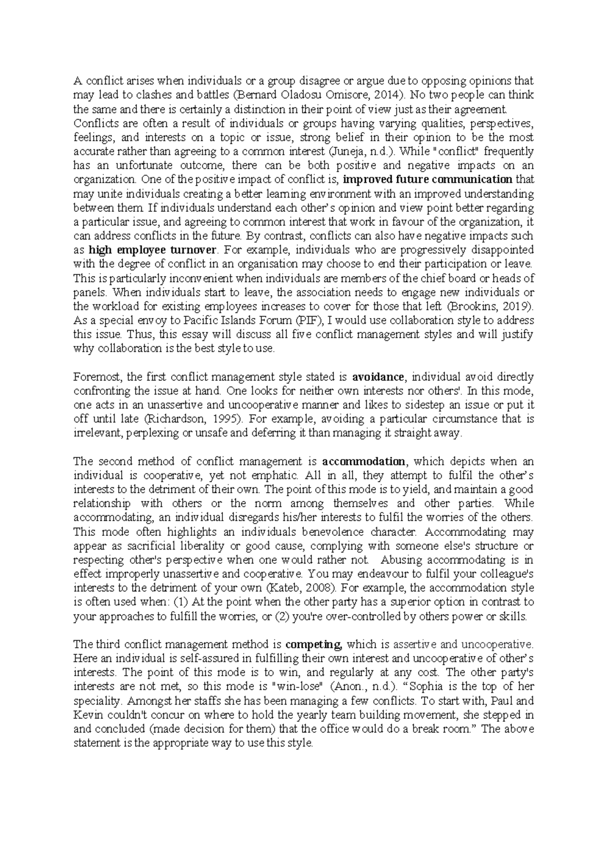 Mg101-2 - assignment - A conflict arises when individuals or a group ...