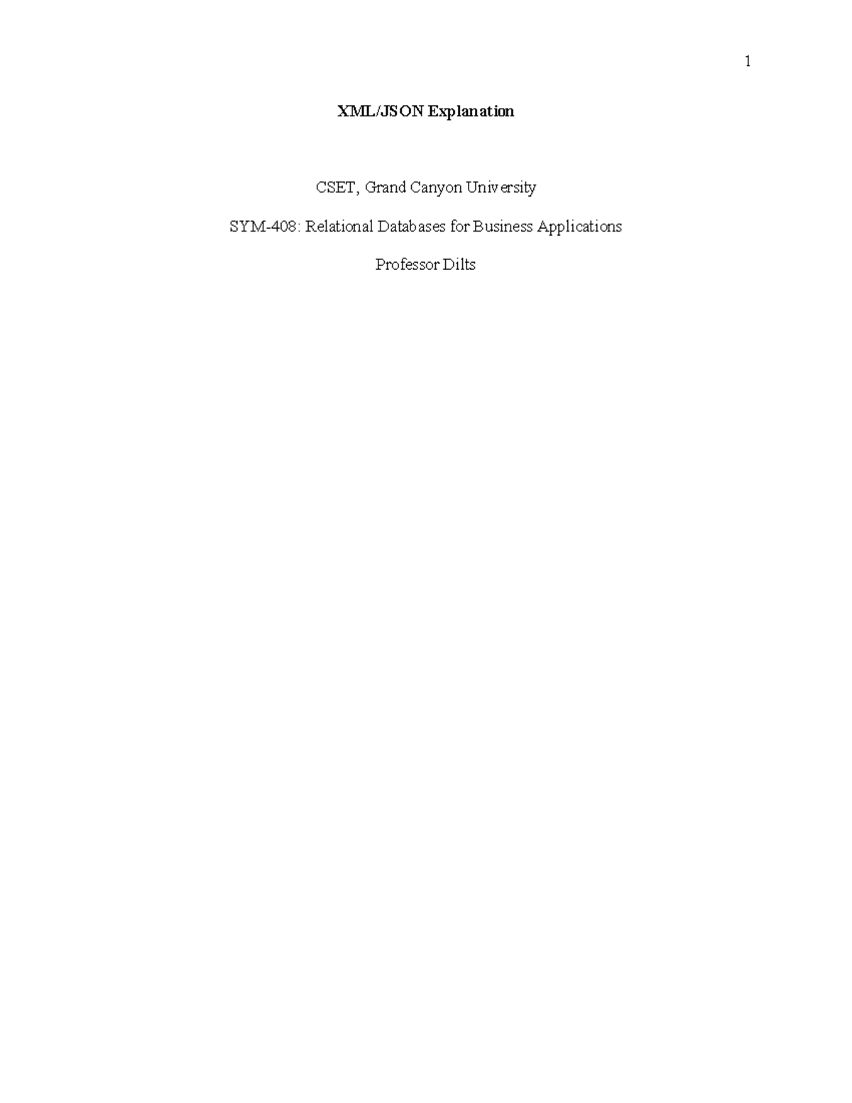 CSET 1: Understanding XML and JSON for Business Applications - Studocu