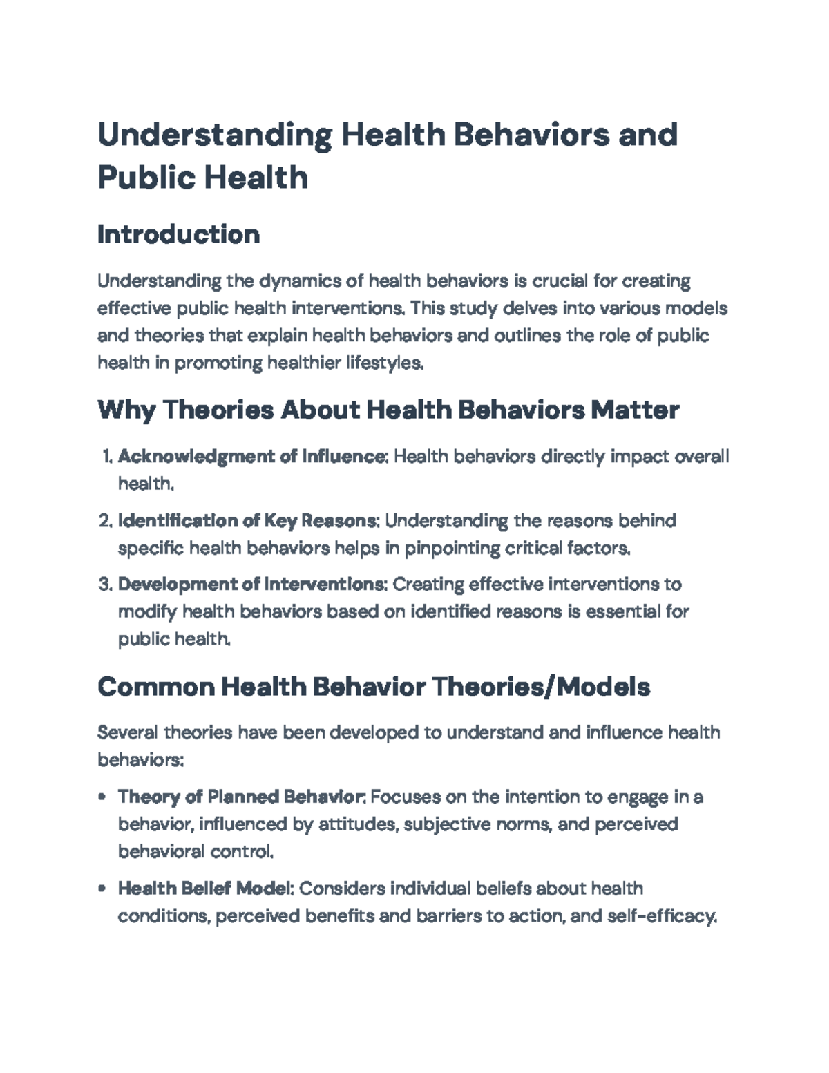 Understanding Health Behaviors and Public Health Approaches (PH101 ...