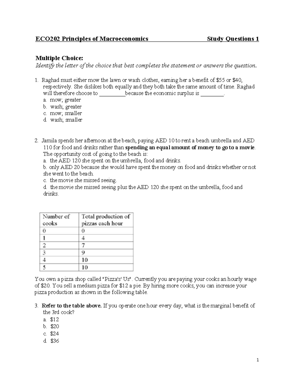 ECO202 Midterm Study Questions and Solutions 1 - Studocu