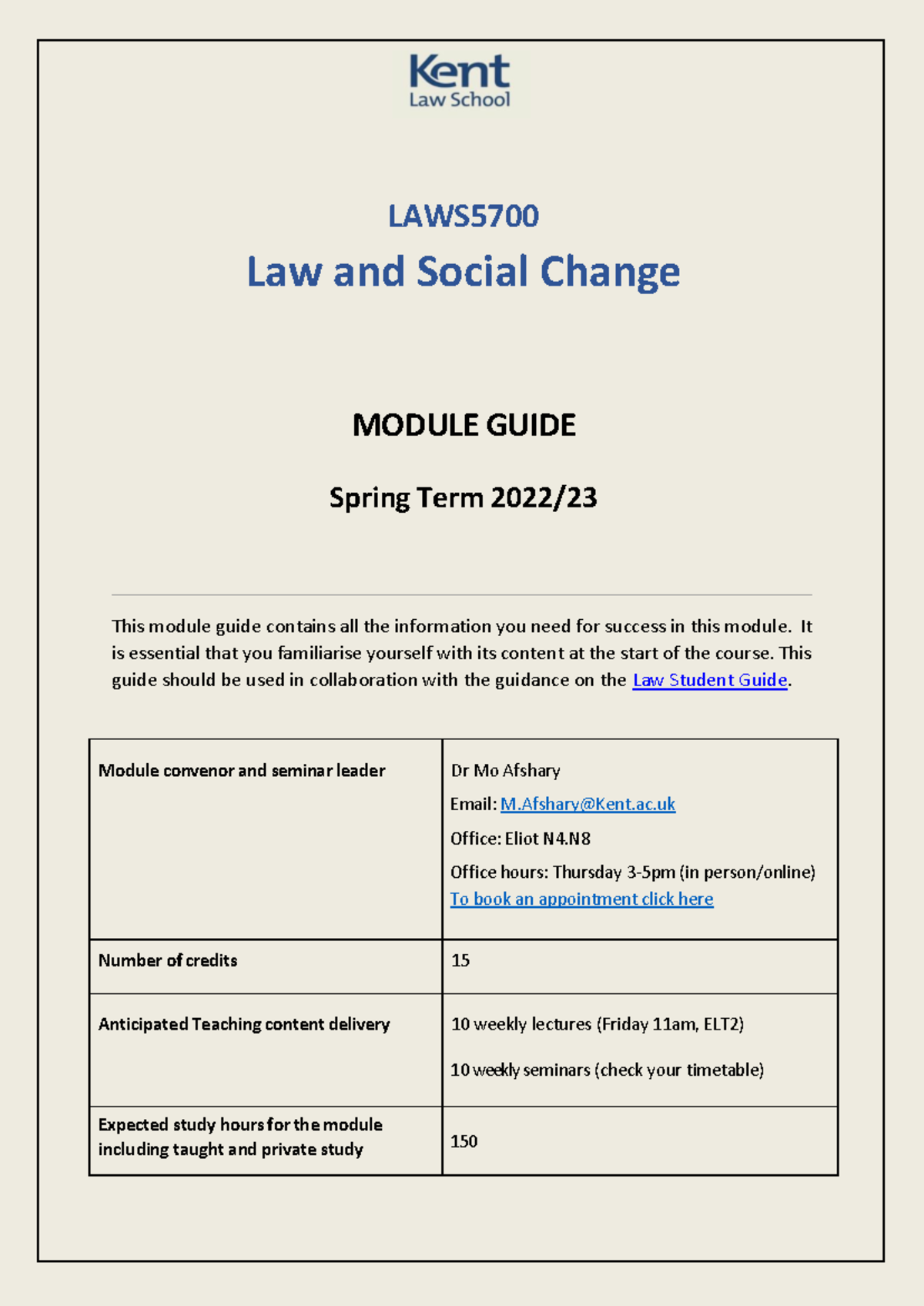 LAWS5700 Module Guide - LAWS Law and Social Change MODULE GUIDE Spring ...