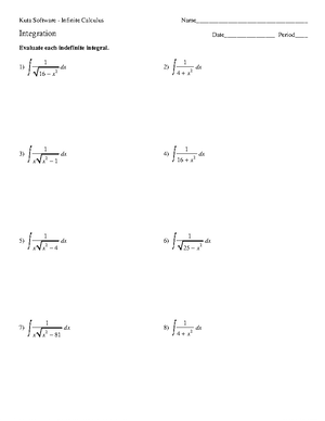 Integrals Leading to Inverse Trigonometric Function 1 - ©\ e 2 x 0 E 1 ...