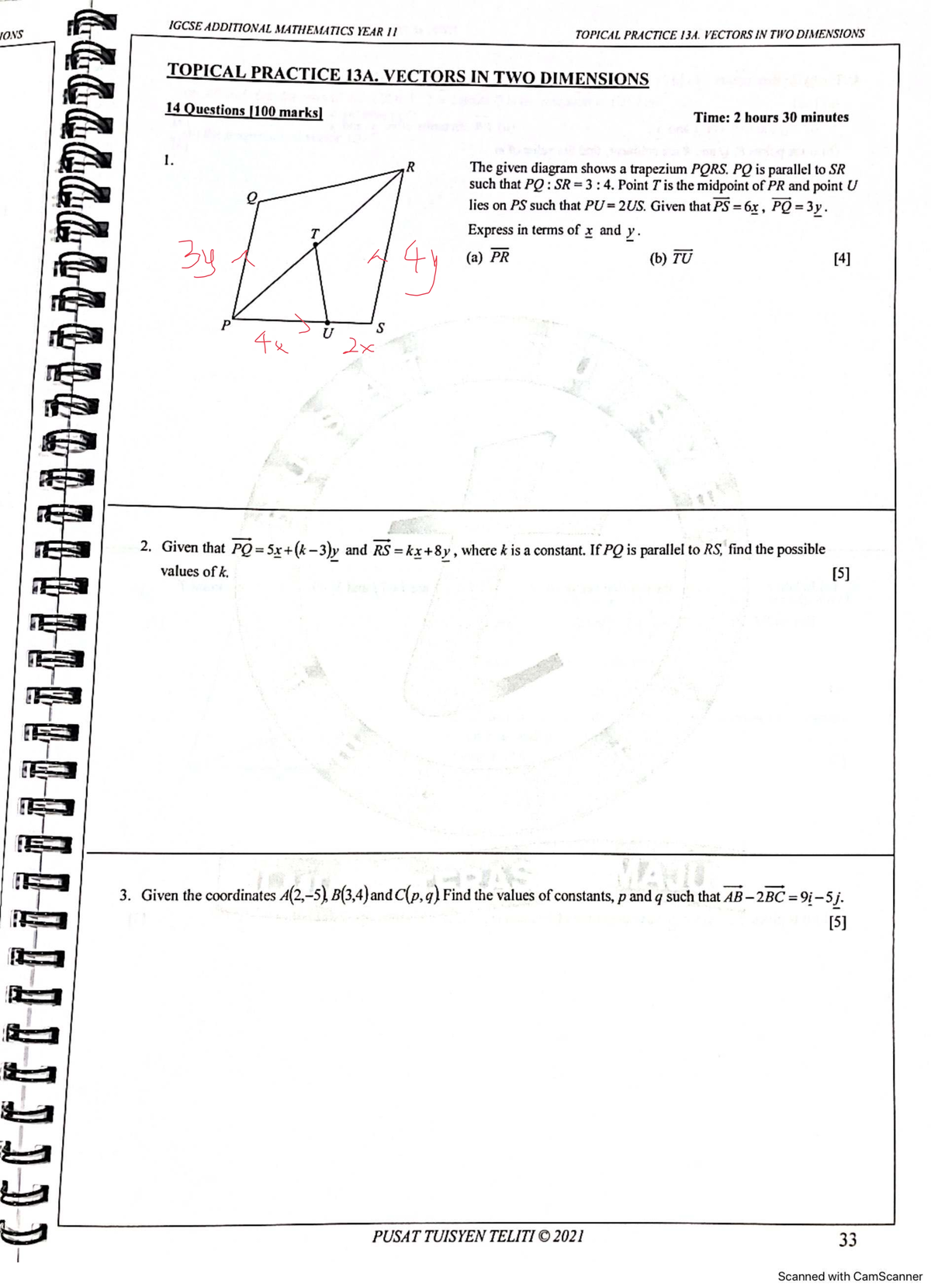 IGCSE ADDITIONAL MATHEMATICS YEAR 11 TOPICAL PRACTICE 13A & 13B ...